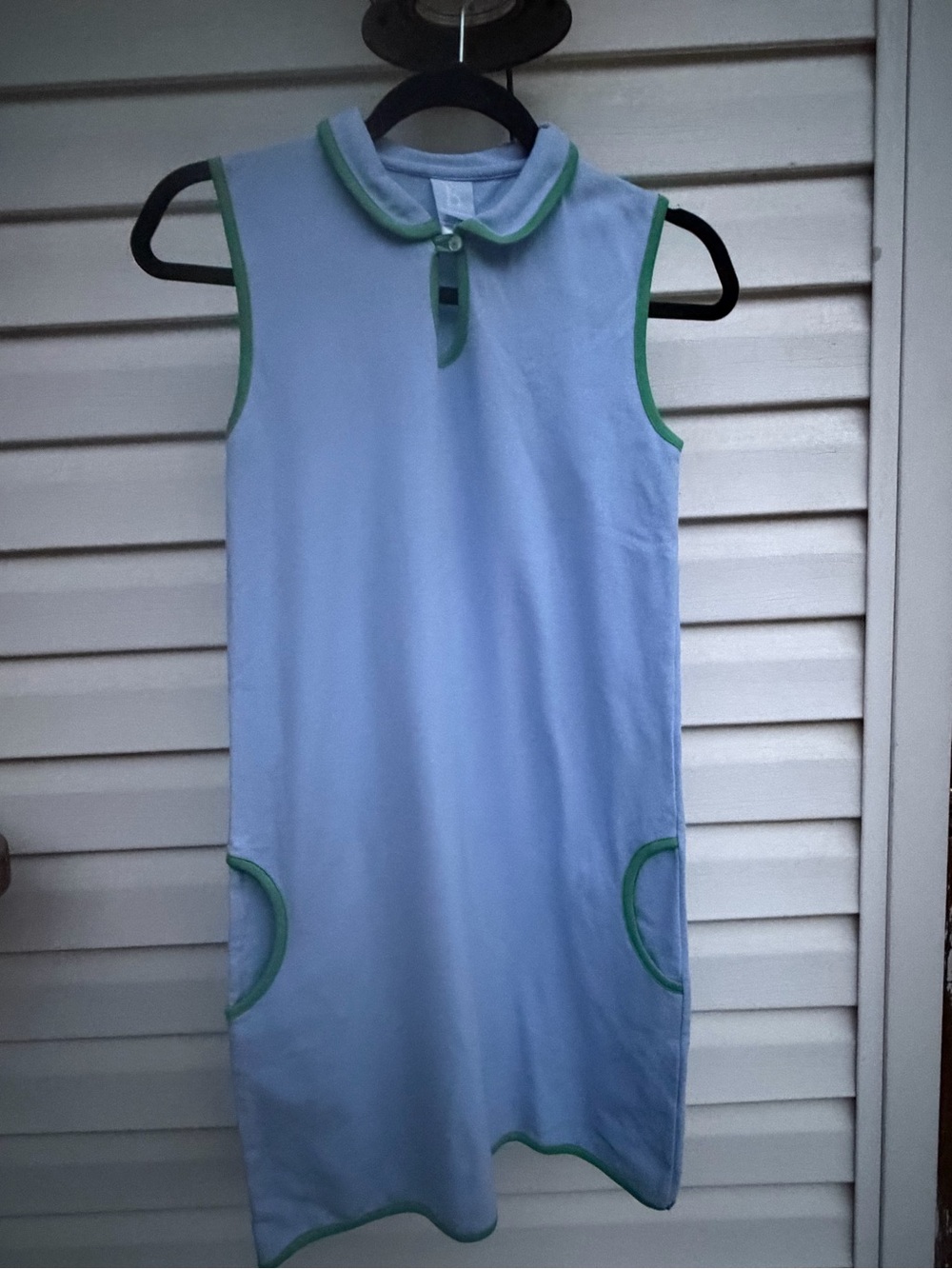 Bella Bliss Blue & Green Sleeveless Polo Shift Dress Girls Size 14 Preppy